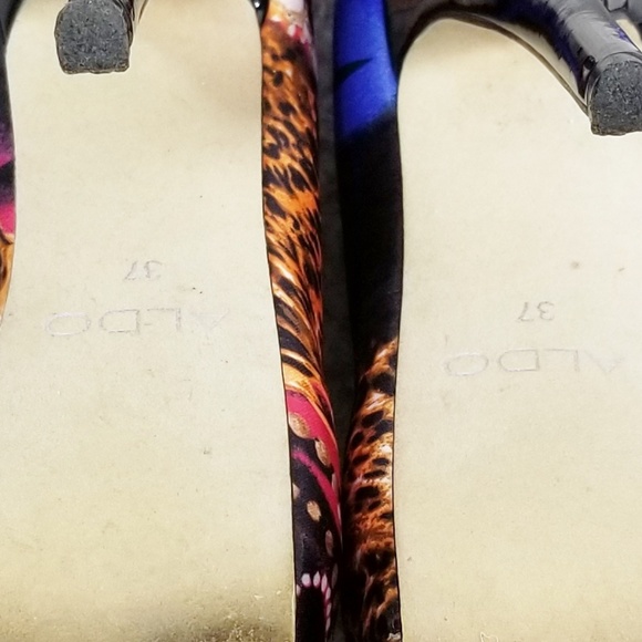 PRICED JUST RIGHT! Aldo Pumps Jewelry Mixed Print Platform Heels Sz 37 (US 6.5) - Picture 8 of 12
